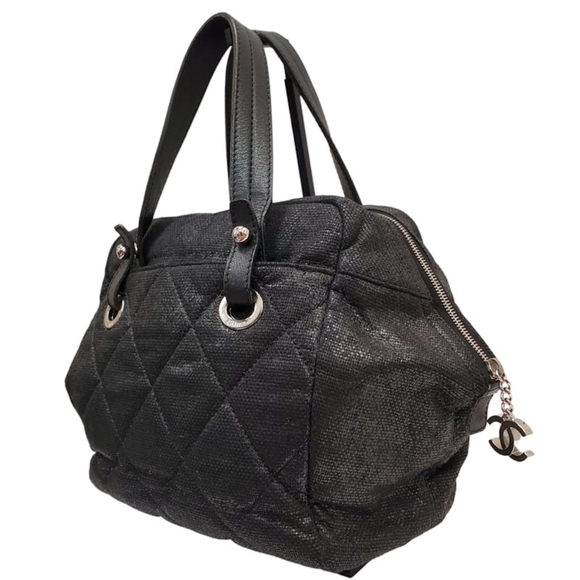 Chanel Paris Biarritz Bowler Bag Coated Canvas Entrupy Authenticated - Picture 3 of 12